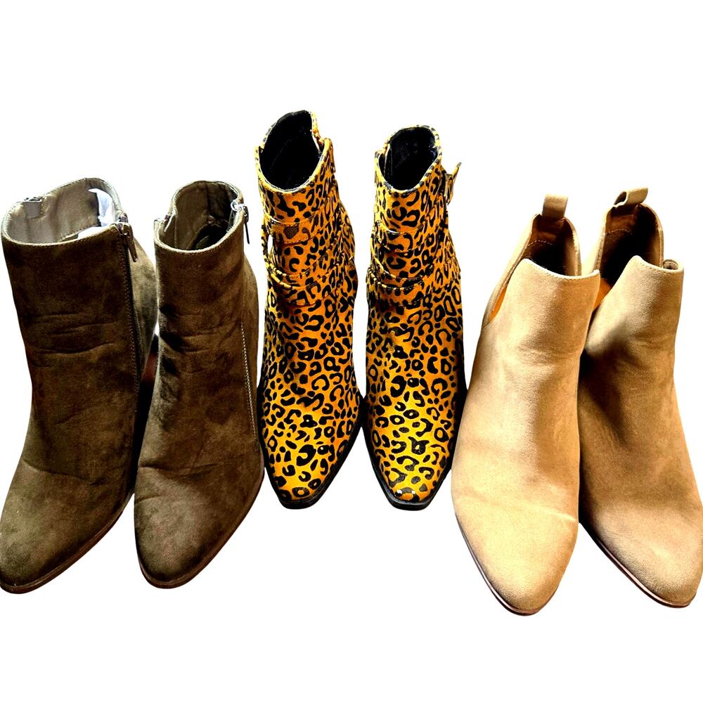 Just Fabulous + More Size 8 Women's Ankle Boots Lot of 3 Pairs Bulk Shoes Cheeta